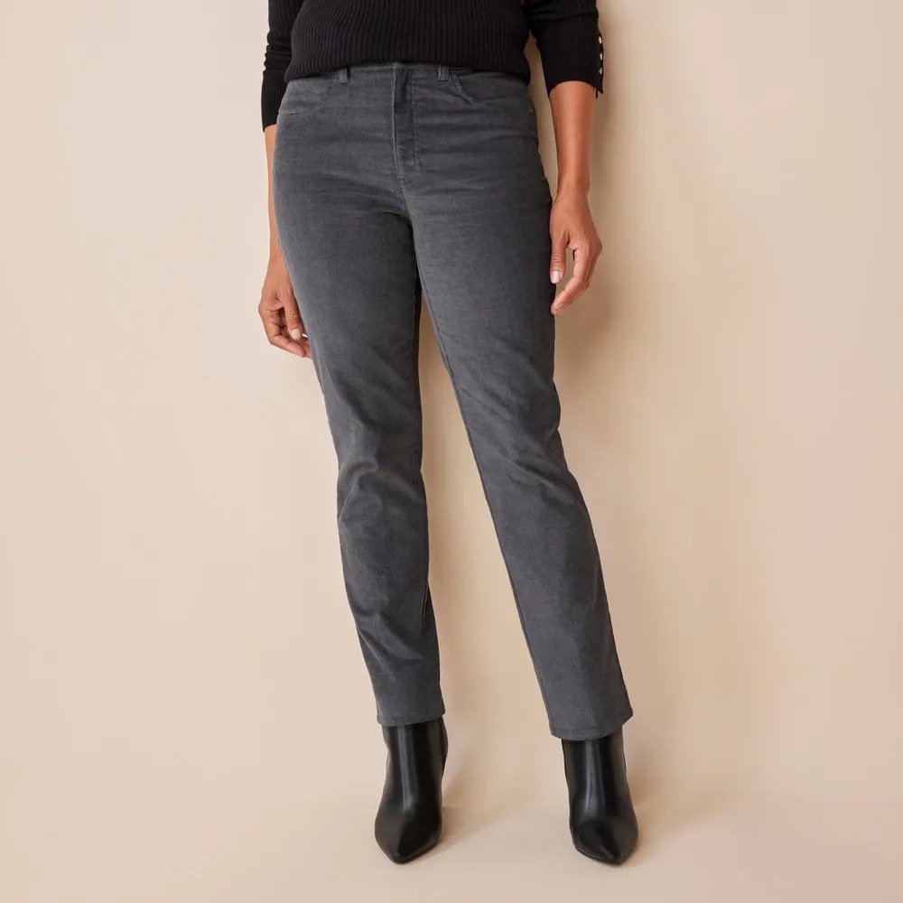 NWOT Grey Corduroy Pants, 6, Essential Slim